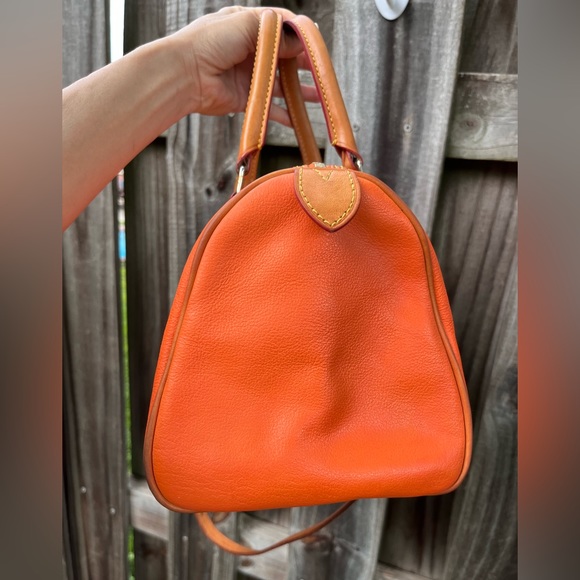 Dooney Orange Leather Satchel Barrel Bag 28cm - Picture 7 of 13
